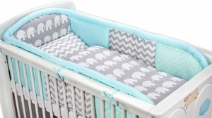 3 - elements bedding set for crib collection COLORS mint