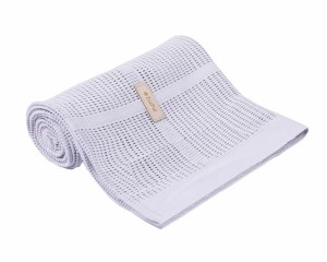 Kocyk ażurowy letni na lato do wózka, łóżeczka - szary