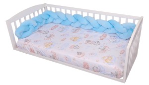 Ochraniacz warkocz do łóżeczka VELVET niebiański błękit