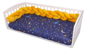 Ochraniacz warkocz do łóżeczka VELVET bursztynowy żółty