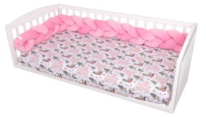 Ochraniacz warkocz do łóżeczka VELVET pudrowy róż