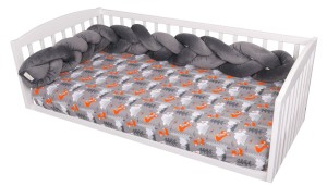 Ochraniacz warkocz do łóżeczka VELVET ciemny szary