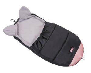 Śpiworek zimowy  do wózka spacerowego sanek czarny z różowym
