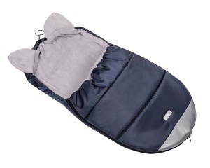 Śpiworek zimowy  do wózka spacerowego sanek granatowy z szarym