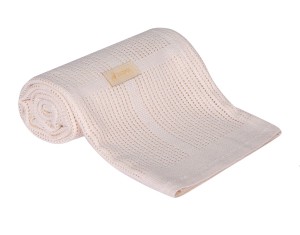 Kocyk ażurowy letni na lato do wózka, łóżeczka - ecru