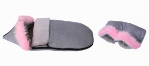 Śpiworek zimowy do wózka, fotelika - lisek + mufka WZÓR 5 90x50 cm