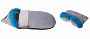 Śpiworek zimowy do wózka, fotelika - lisek + mufka WZÓR 6 90x50 cm