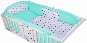 3 - elements bedding set for crib with long protector collection MyLOVE :ML003