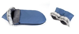 Śpiworek zimowy do wózka fotelika sanek z futerkiem z liska z mufką WZÓR 2 90x50 cm