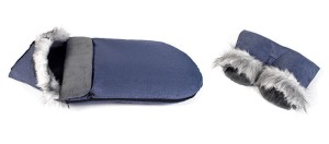 Śpiworek zimowy do wózka fotelika sanek z futerkiem z liska z mufką WZÓR 4 90x50 cm