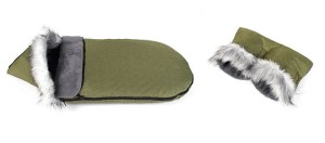 Śpiworek zimowy do wózka fotelika sanek z futerkiem z liska z mufką WZÓR 8 90x50 cm