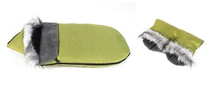 Śpiworek zimowy do wózka fotelika sanek z futerkiem z liska z mufką WZÓR 12 90x50 cm