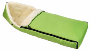 Śpiworek zimowy do wózka z futerkiem owcza wełna  soczysty zielony