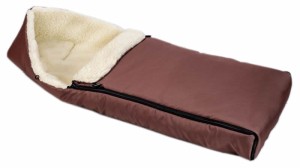 Śpiworek zimowy do wózka fotelika sanek z futerkiem owcza wełna  brązowy prostokątny