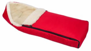 Śpiworek zimowy do wózka fotelika sanek z futerkiem owcza wełna  czerwony prostokątny