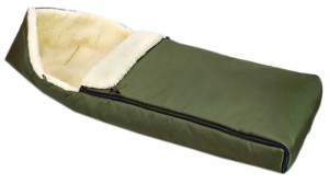 Śpiworek zimowy do wózka fotelika sanek z futerkiem owcza wełna  ciemna zieleń prostokątny
