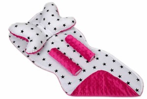 Mata wkładka do wózka z podusią minky  35x85 cm WZÓR 18