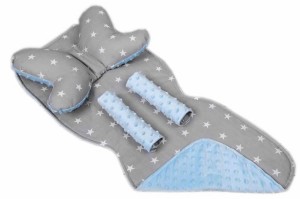 Mata wkładka do wózka z podusią minky  35x85 cm WZÓR 23