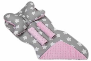 Mata wkładka do wózka z podusią minky  35x85 cm WZÓR 31