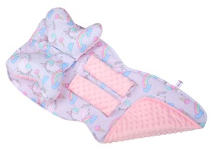 Mata wkładka do wózka z podusią minky  35x85 cm WZÓR 39