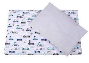 Pościel dziecięca do łóżeczka szara samochody