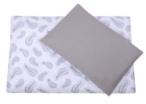 Pościel dziecięca do łóżeczka szara piórka