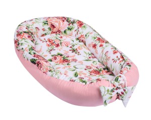 Kokon niemowlęcy dziecięcy  -  różowy , kwiaty dla dziewczynki - kolekcja DREAM