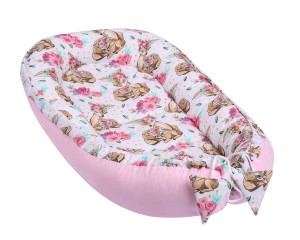 Kokon niemowlęcy dziecięcy  -  różowy, sarenki  dla dziewczynki - kolekcja DREAM
