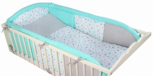 3 - elements bedding set for crib with long protector collection MyLOVE :ML001