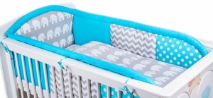 3 - elements bedding set for crib collection COLORS mint (1) (1) (1) (1) (1)