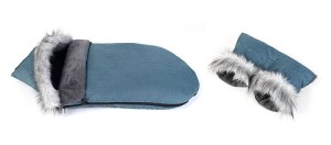 Śpiworek zimowy do wózka fotelika sanek z futerkiem z liska z mufką WZÓR 1 90x50 cm